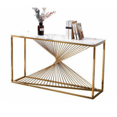 Stainless steel marble table console