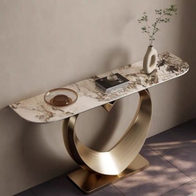 Stainless steel marble table console