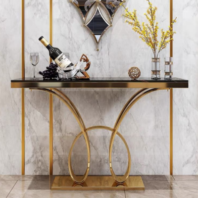 Stainless steel marble table console