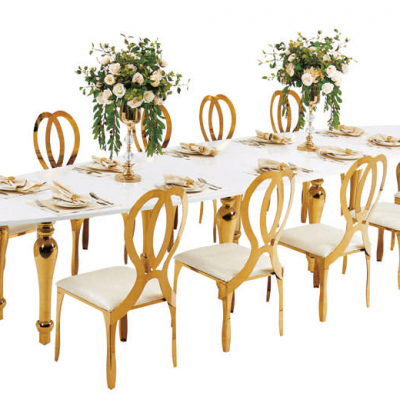 Golden stainless steel chairs and tables