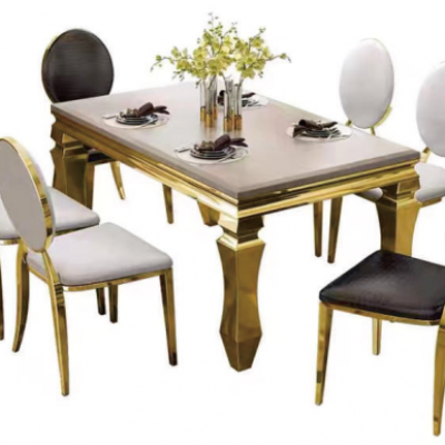 Golden stainless steel chairs and tables