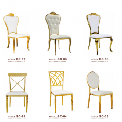 Golden stainless steel chairs and tables